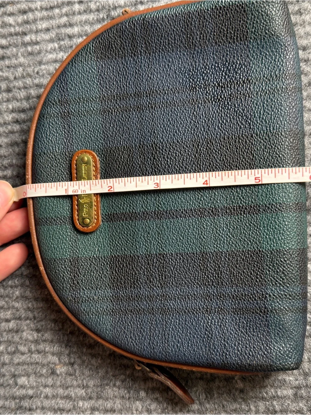 Vintage Polo Ralph Lauren Black Watch Plaid Dome Cosmetic Pouch Clutch Bag